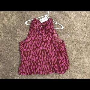 Brown and pink sleeveless halter style top